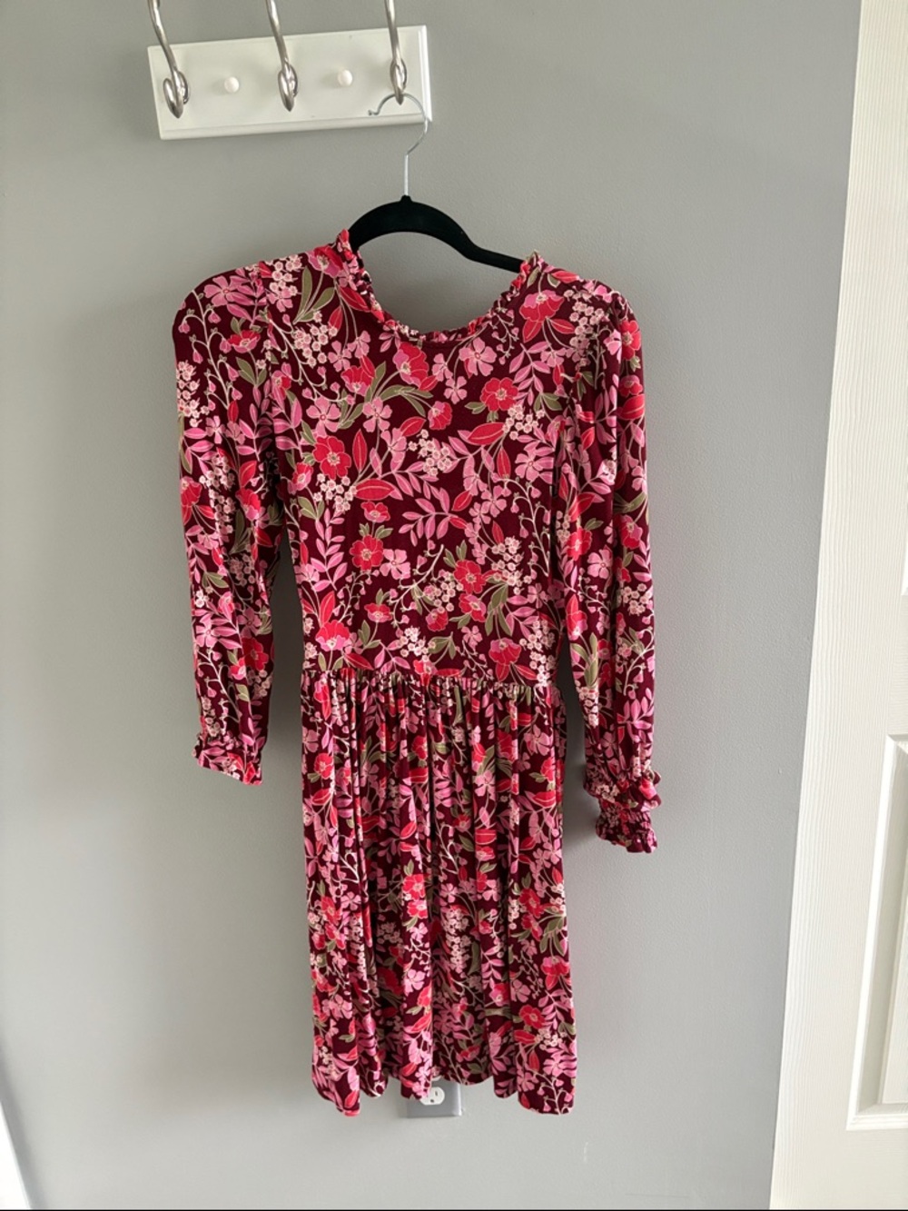 Draper James Pink & Burgundy Floral Long-Sleeve Dress
